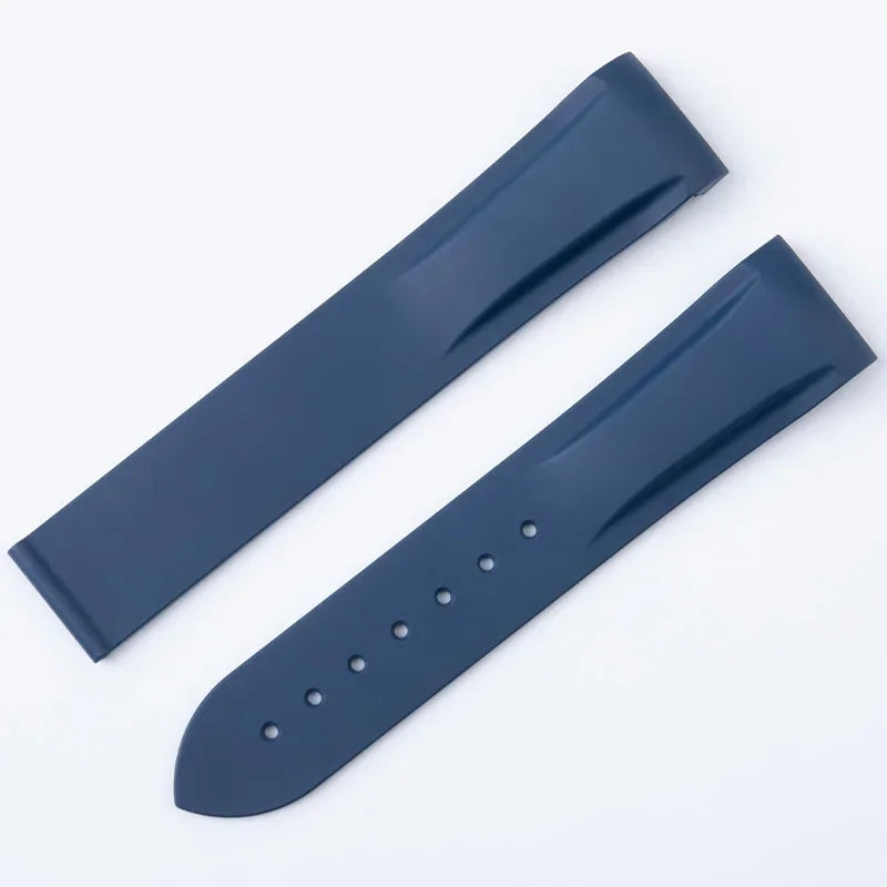 Bracelet de montre en caoutchouc FKM Fluororubber 19/20/21/22 mm à extrémités courbées pour Omega Strap 300 SEAMASTER 600 Planet Ocean Speedmaster