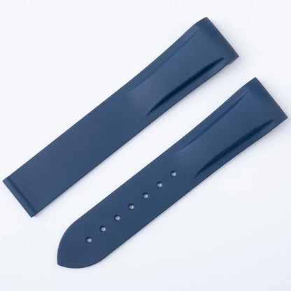 Bracelet de montre en caoutchouc FKM Fluororubber 19/20/21/22 mm à extrémités courbées pour Omega Strap 300 SEAMASTER 600 Planet Ocean Speedmaster