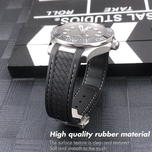 Cinturino per orologio in gomma di silicone, 19mm 20mm, per Omega Seamaster AQUA TERRA AT150 Ultra-leggero 8900, con fibbia deployante Premium