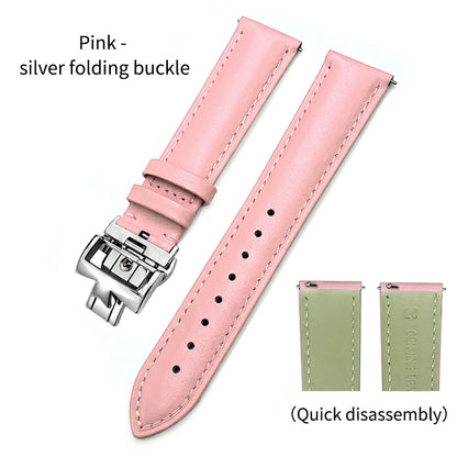 Bracelet de montre en cuir véritable à dégagement rapide 19mm 20mm 21mm 22mm pour Vacheron Constantin Patrimony VC, bracelet noir avec boucle pliable
