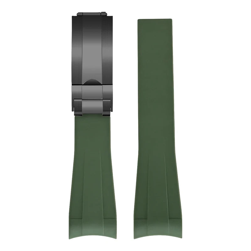 FKM – Bracelet de montre en caoutchouc, extrémités incurvées de 20mm, résistant à la sueur, pour Rolex Submariner Style et Omega x Swatch