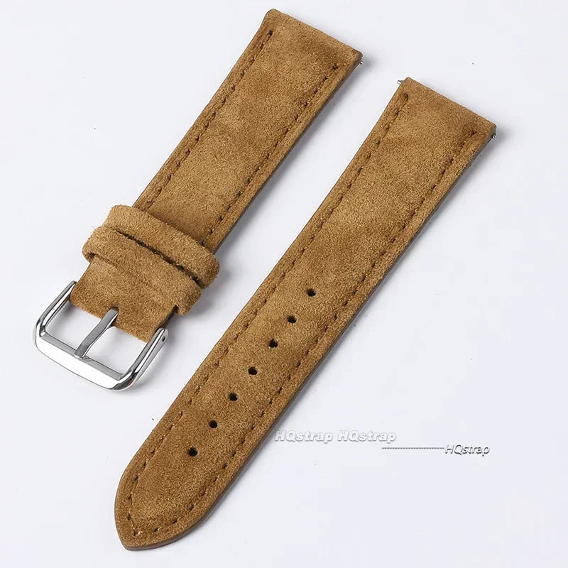 Bracelet de montre en cuir véritable suédé pour Seiko, Vintage, couture faite à la main, pour Rolex 18mm 19mm 20mm 22mm 24mm