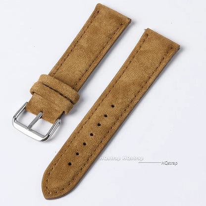Bracelet de montre en cuir véritable suédé pour Seiko, Vintage, couture faite à la main, pour Rolex 18mm 19mm 20mm 22mm 24mm