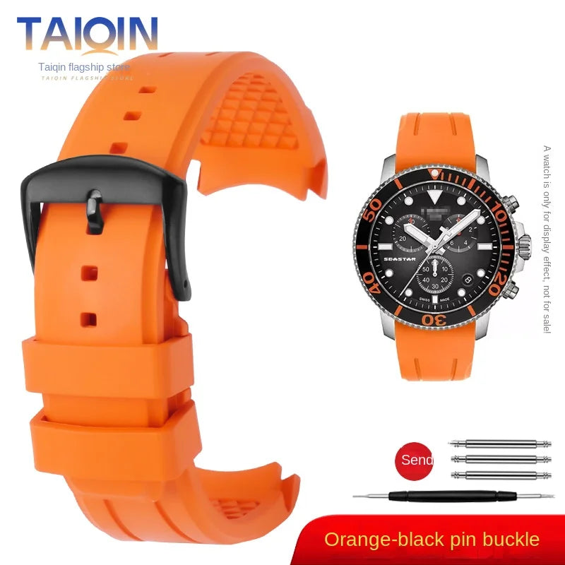 Bracelet de montre en caoutchouc FKM incurvé de haute qualité, 20 22mm, pour seiko rolex tudor Tissot, bracelet de montre pour hommes, fermoir papillon