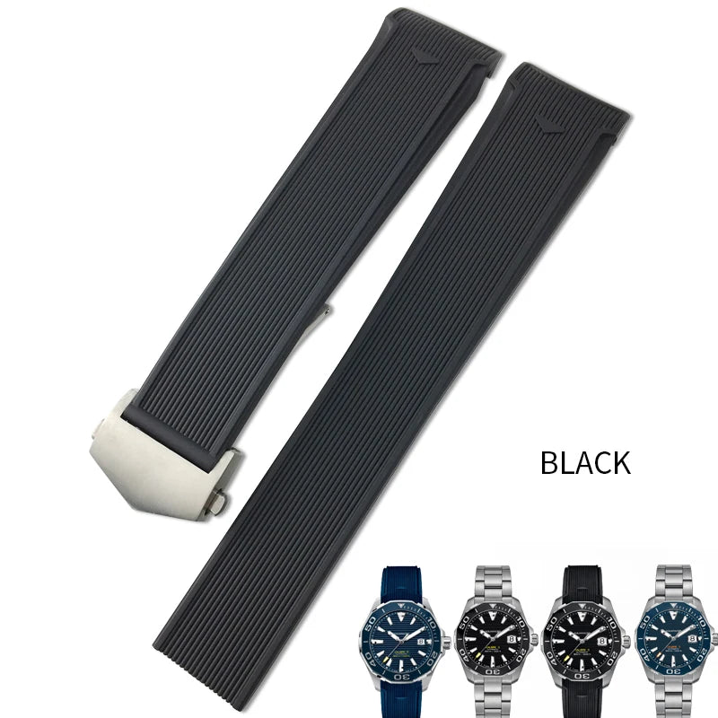 Bracelet de montre en caoutchouc et Silicone, 20mm 22mm, adapté à Tag Heuer CARRERA AQUARACER 300 500 WAY201A WAY211C, accessoires de montre de plongée