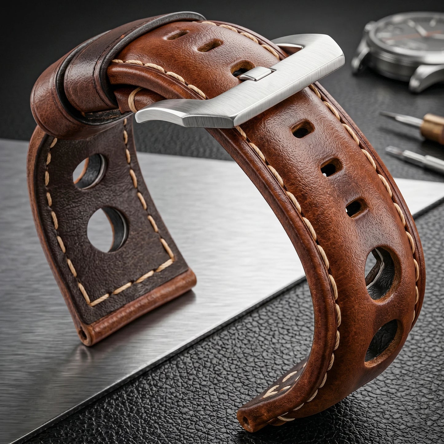Bracelet de montre en cuir de vache, Vintage, en cuir véritable, 20mm 22mm 24mm, pour femmes et hommes, mode, ceinture avec boucle ardillon