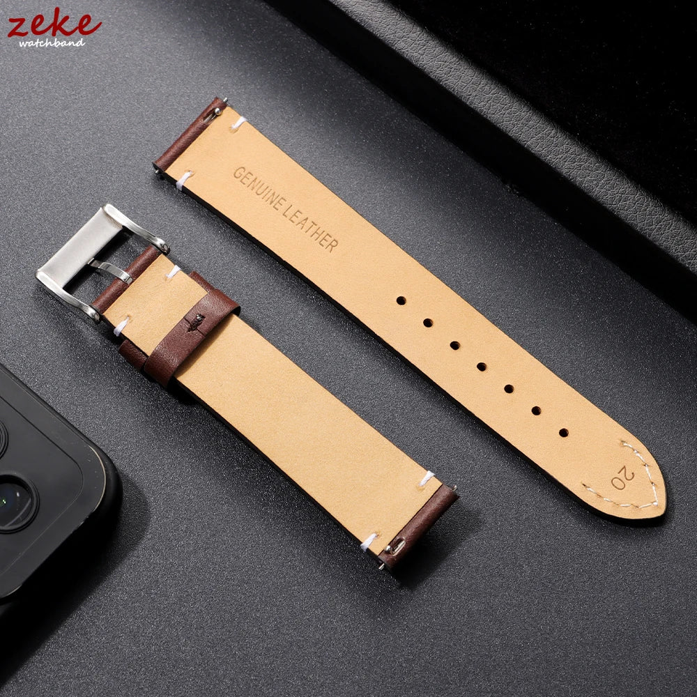 Bracelet de montre en cuir de veau véritable, à dégagement rapide, 12/14/16/18/20/22/24mm, accessoires universels pour hommes et femmes