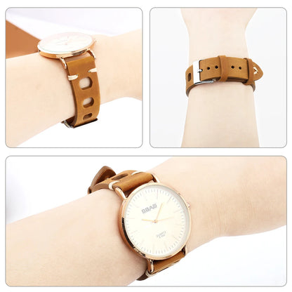 Men's Retro Crazy Horse Leather Watch Strap, 18mm 19mm 20mm 21mm 22mm, Three-Hole, Quick Release