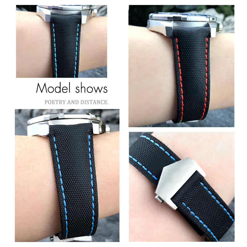 Bracelet de montre en Nylon de haute qualité, 19mm 20mm 21mm 22mm, adapté à TAG Heuer Aquaracer 300 500, bracelet de montre en toile de Nylon, boucle pliante