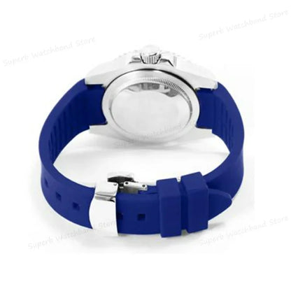 Bracelet de montre en Silicone, 18/19/20/21/22/24mm, extrémité incurvée, pour montre Rolex Water Ghost, pour Seiko, Bracelet en caoutchouc, boucle papillon