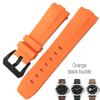 Bracelet de montre en caoutchouc naturel à extrémités courbes, 24mm, pour Panerai LUMINOR PAM00357 00111 01312, bracelet de montre en Silicone, outils gratuits