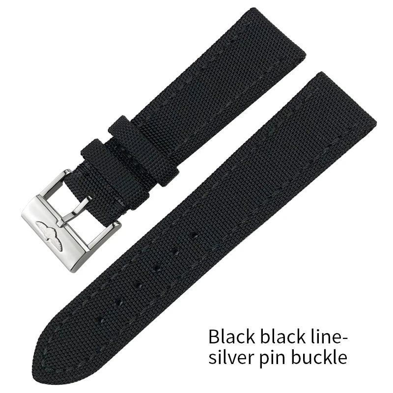 Bracelet de montre en cuir et nylon épais de qualité, 21mm 22mm, pour Breitling Avenger CHRONOMAT NAVITIMER SUPEROCEAN, bracelet de montre à fond jaune