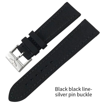 Bracelet de montre en cuir et nylon épais de qualité, 21mm 22mm, pour Breitling Avenger CHRONOMAT NAVITIMER SUPEROCEAN, bracelet de montre à fond jaune