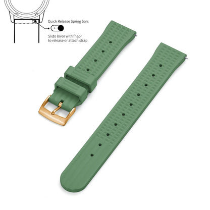 JUELONG – bracelets de montre en caoutchouc gaufré FKM, à dégagement rapide, étanche, Durable, en caoutchouc fluoré, 20mm 22mm, pour montre de plongée traditionnelle
