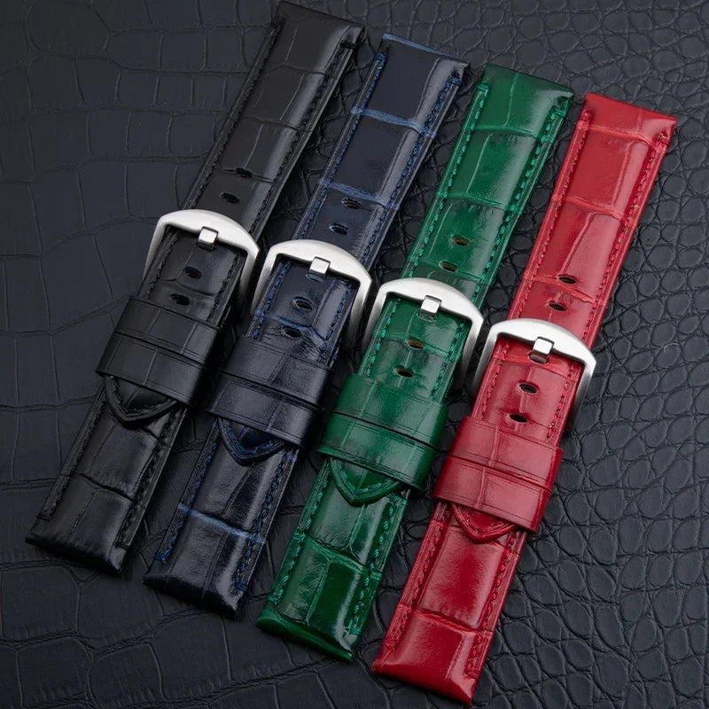 Accessoires universels, bracelet de montre en cuir de veau souple en bambou, 20/22/24mm, pour Tudor/TISSOT/Huawei/IWC/Omega, ceinture pour bracelet Panerai