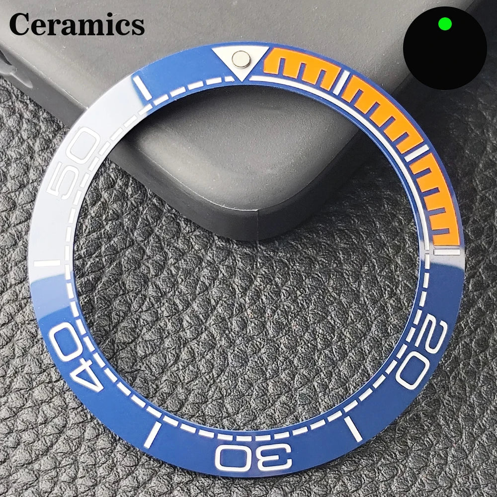Insert de lunette incliné en céramique/aluminium 41.5mm x 32.7mm, adapté au remplacement de lunette de montre pour hommes, accessoires de montre