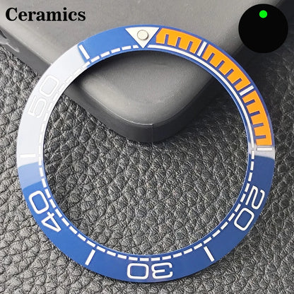 Insert de lunette incliné en céramique/aluminium 41.5mm x 32.7mm, adapté au remplacement de lunette de montre pour hommes, accessoires de montre