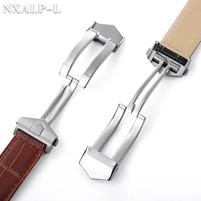 20mm 22mm 24mm Genuine Cowhide Leather Watch Strap for Tag Heuer Carrera Monaco F1, Men's Watch Strap, Folding Buckle