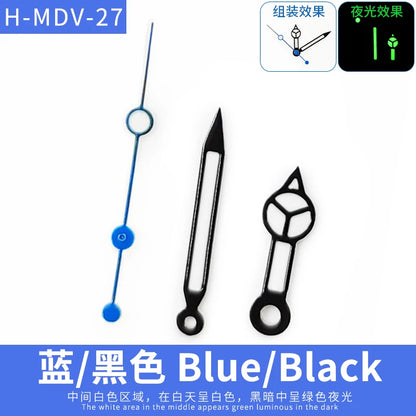 MDV-106 Luminous Watch Hands for Casio Marlin/Duro Miyota 2115 MDV 106, Black/Silver/Gold Watch Hands, Hour, Minute, Second