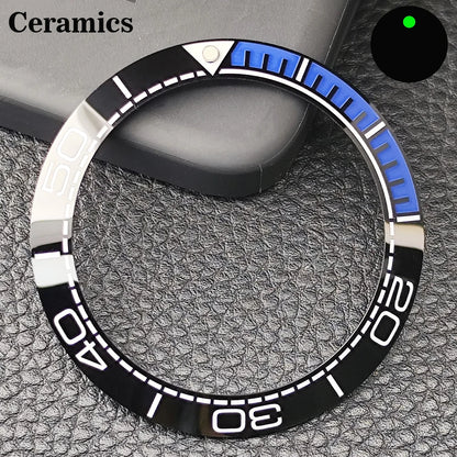 Insert de lunette incliné en céramique/aluminium 41.5mm x 32.7mm, adapté au remplacement de lunette de montre pour hommes, accessoires de montre