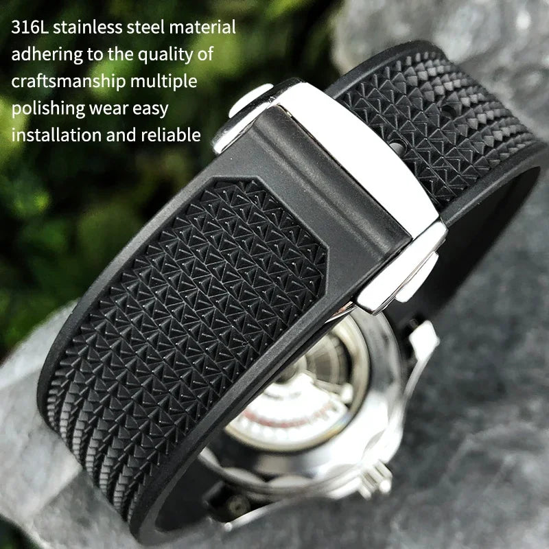 Bracelet de montre souple en caoutchouc et Silicone, 19mm 21mm 20mm, adapté à Omega Speedmaster 326, Seamaster 300, outils de Sport noirs