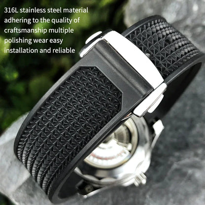 Bracelet de montre souple en caoutchouc et Silicone, 19mm 21mm 20mm, adapté à Omega Speedmaster 326, Seamaster 300, outils de Sport noirs
