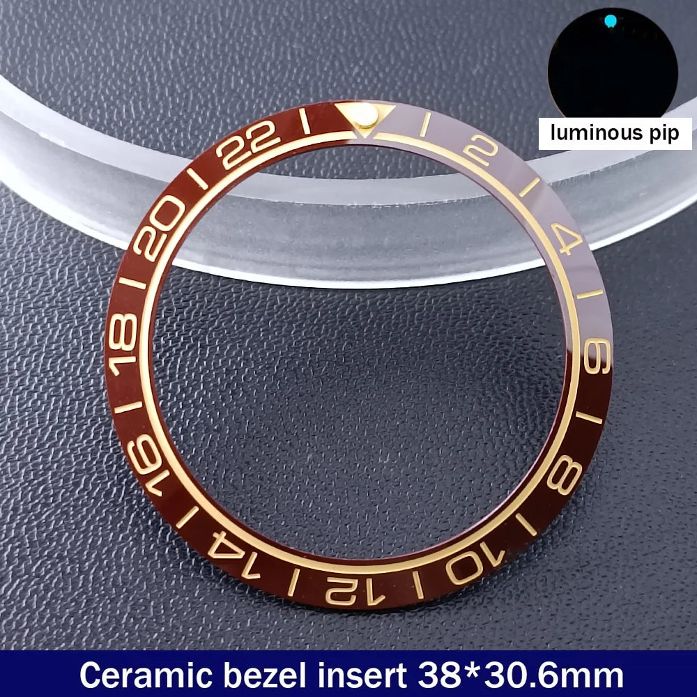 38mm x 30.6mm Sloped Ceramic Bezel GMT and Diving Watch Insert for 40mm Men's Watch Replacement Watch Bezel Inserts