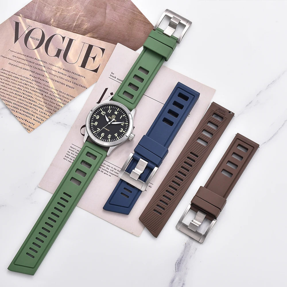 Nouveau Design SOFO fluororubber FKM bracelet de montre 20mm 22mm étanche bracelets de montre à dégagement rapide pour chaque marque montres de plongée