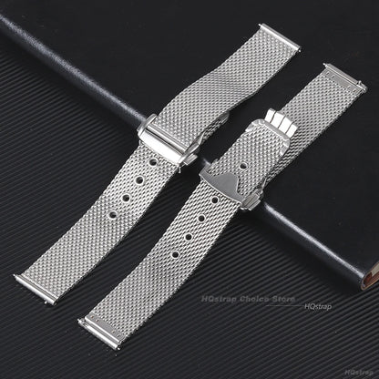 Bracelet en maille milanaise 22 20mm, pour Omega 007, en acier inoxydable, pour Seamaster 300, fermoir pliant Original, Bracelet d'affaires