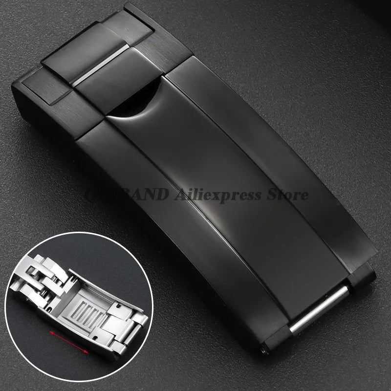 Stainless Steel Folding Watch Buckle, for Rolex DAYTONA SUBMARINER GMT Yacht-Master, Double Convex Fitted Clasp Button