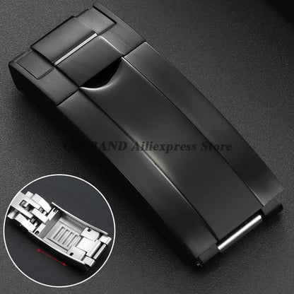 Stainless Steel Folding Watch Buckle, for Rolex DAYTONA SUBMARINER GMT Yacht-Master, Double Convex Fitted Clasp Button
