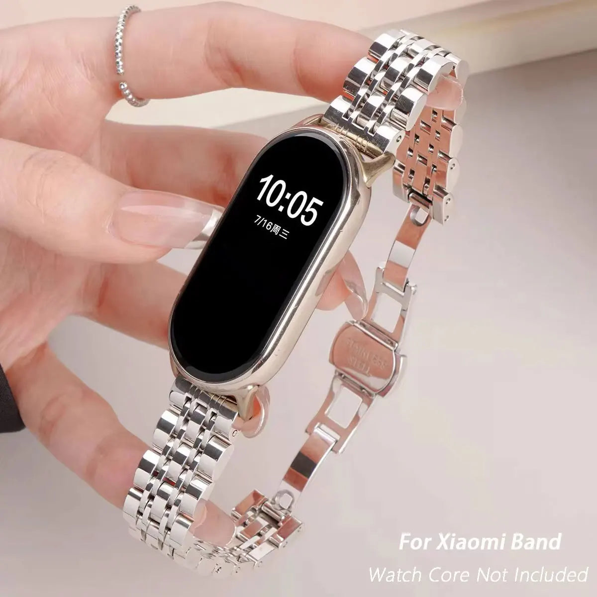 Stainless Steel Bracelet for Xiaomi Band 10/9/8 NFC Ceramic Edition, Luxury Metal Strap