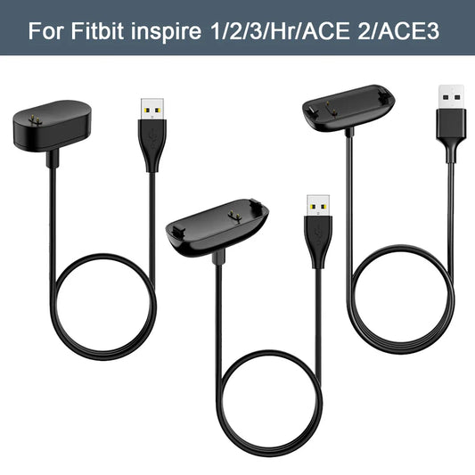 شاحن USB بطول 100 سم لجهاز Fitbit Inspire/Inspire 2/Inspire 3، كابل شحن بمشبك، قاعدة شحن لجهاز Fitbit Inspire HR/ACE 2/ACE 3