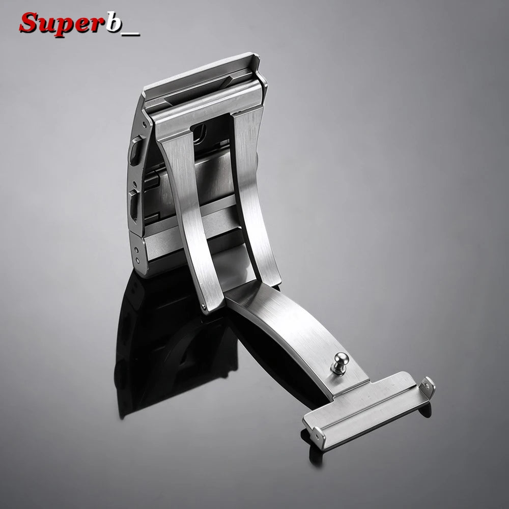 Solid 316L Stainless Steel Watch Buckle, 14mm, 16mm, 18mm, 20mm, 22mm, Adjustable Folding Clasp, Extension Clasps, Silver Metal Button