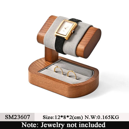 Espositore per orologi in legno a forma di T Oirlv, porta orologi in microfibra, porta gioielli per bracciali e anelli, EvaluT1, nuovo