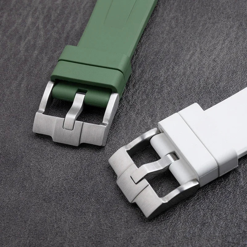 Cinturino per orologio in gomma fluorurata morbida, 21 mm, adatto per cinturino Rolex, nuovo cinturino Submariner Explorer 2, cinturino per orologio verde