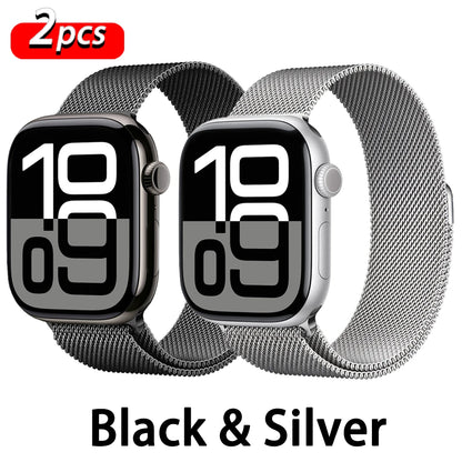 Apple Watch 米兰尼斯表带，46mm 44mm 45mm 40mm 42mm 41mm，适配 iWatch 系列 11 10 9 8 SE 7 6 Ultra 3 2