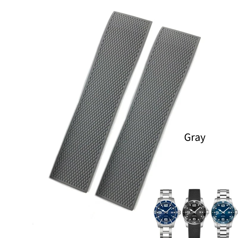 Bracelet de montre en caoutchouc et Silicone, 19mm 20mm 21mm, pour Longines Conquest HydroConquest L3.642 641 782 VHP, noir et bleu