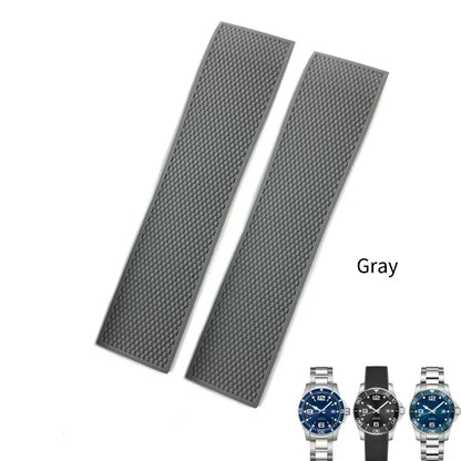 Bracelet de montre en caoutchouc et Silicone, 19mm 20mm 21mm, pour Longines Conquest HydroConquest L3.642 641 782 VHP, noir et bleu