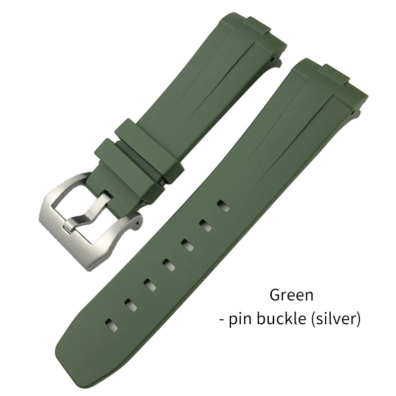 Bracelet de montre en caoutchouc naturel à extrémité incurvée de 24mm, pour Panerai LUMINOR SUBMERSIBLE PAM, en Silicone, étanche, boucle papillon