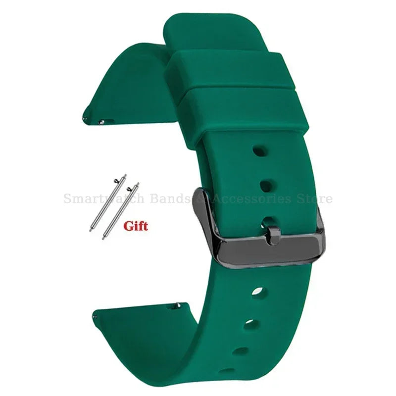 10mm 12mm 14mm 15mm 16mm 18mm 20mm 21mm 22mm 24mm Silicone Watch Band Quick Release Watch Strap for Men Women Universal Wristband