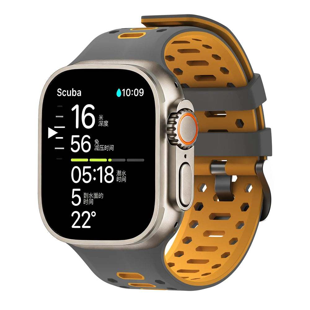 Cinturino sportivo in silicone traspirante per Apple Watch Ultra 2 3, bracciale iWatch da uomo, 49 mm, serie 11 10 46 mm/9 8 7 SE 6 5 44 mm/45 mm