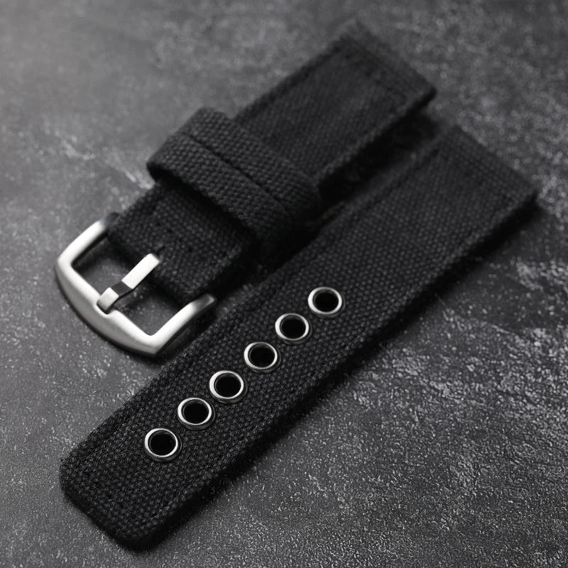 Cinturino per orologio in tela spessa, fatto a mano, robusto, 20 22 24MM, catena per orologio morbida e impermeabile, blu nero verde, cinturino indossabile per uomo