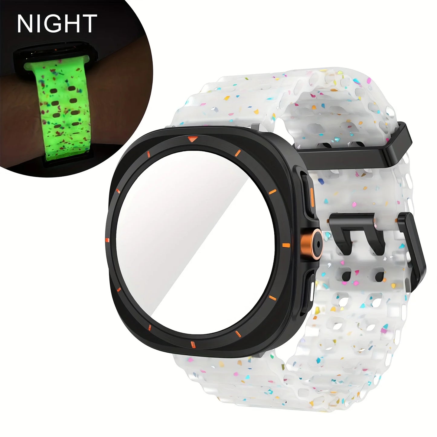 Ensemble d'accessoires pour Samsung Galaxy Watch 7/6 (40mm/44mm), 2 pièces, étui de protection ultra-résistant, bracelet respirant en verre trempé HD