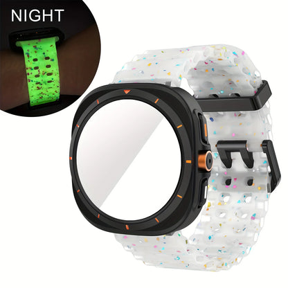 Ensemble d'accessoires pour Samsung Galaxy Watch 7/6 (40mm/44mm), 2 pièces, étui de protection ultra-résistant, bracelet respirant en verre trempé HD