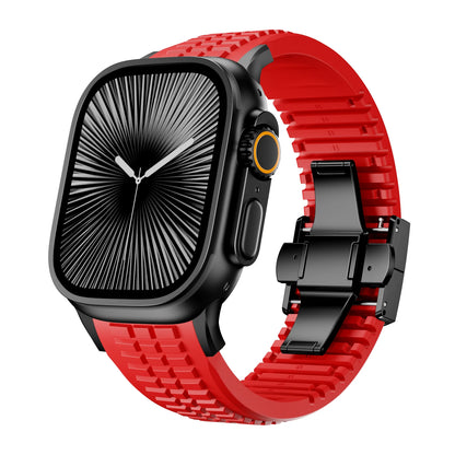 Bracelet de sport en Silicone pour Apple Watch Ultra 3/2, 49mm 46mm 45mm 44mm, Bracelet en métal de luxe pour iWatch série 11 10 9 8 7 Se
