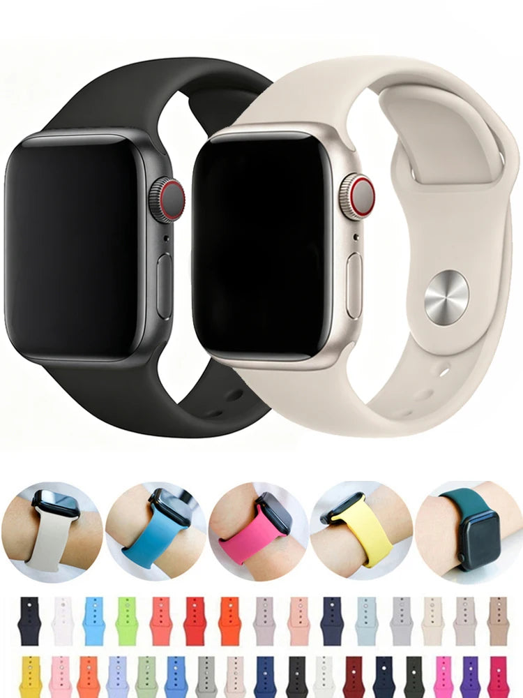 Bracelets en silicone pour Apple Watch, 44mm, 40mm, 45mm, 41mm, 49mm, 46mm, 42mm, correa, série iwatch 11, 10, 7, 8, se, 9, ultra, 2, 3