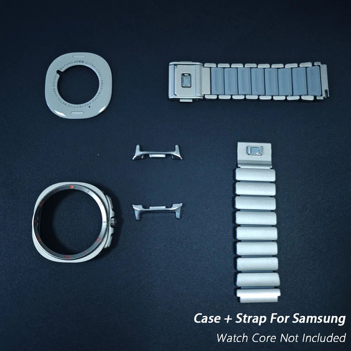Bracelet de luxe + étui pour Samsung Galaxy Watch 8 40mm 44mm 8 Classic 46mm, étui à couverture complète, boucle magnétique