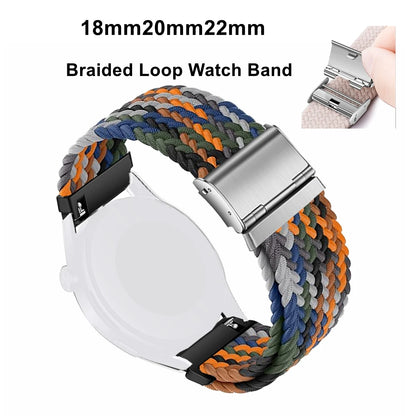Boucle tressée universelle 18/20/22mm pour Samsung Watch 7 6 5 4 3/Amazfit GTS4 3 2/Huawei Watch GT6 5 4 3 2/Garmin Vivoactive 5