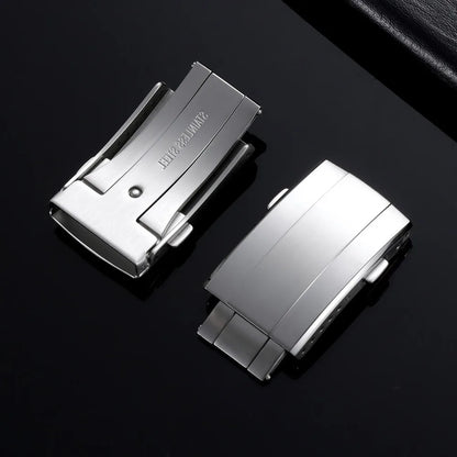 New Premium Quality Universal Double Snap Folding Clasp, 18mm 20mm, Stainless Steel Watch Band Buckle